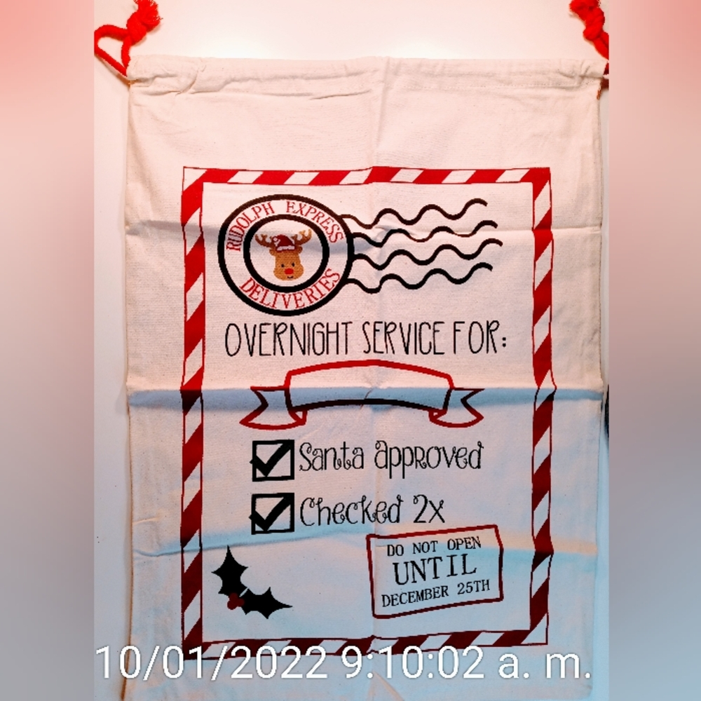Pack Santa Sack Personalized Large Christmas Gift Bag for Kids,Cotton Canvas.